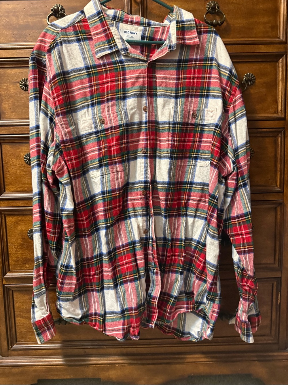 Old Navy Red, Blue & Green Plaid Flannel Shirt